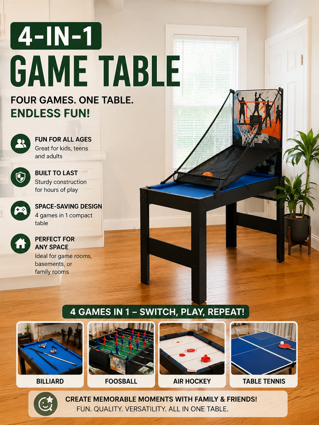 4-in-1 game table