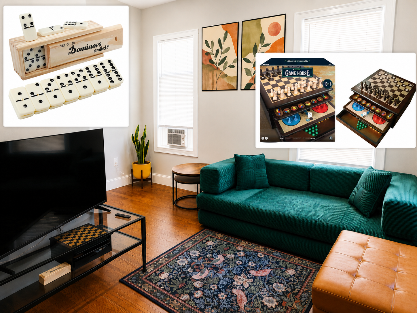 Living room with board games